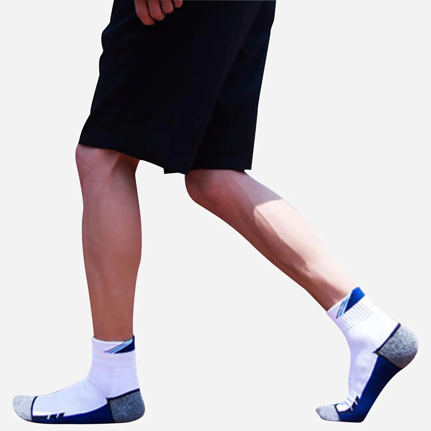 5 Pairs Men's Performance Cotton Cushioned Athletic Ankle Socks