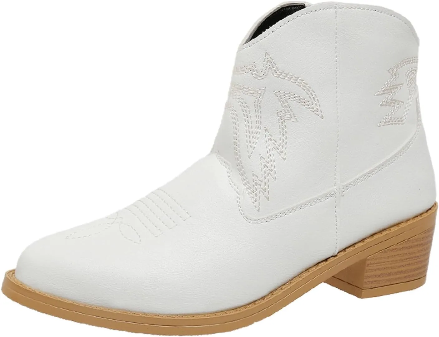 Ankle Boots for Women Dressy Chunky Heel Boots for Women Western Chunky Heel Pointed Toe Slip on Women Cowboy Boots