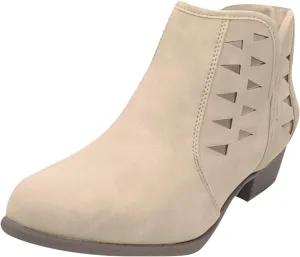 Ankle Boots for Women Low Heel Cowboy Boots V Cut Suede Retro Western Pointed Toe Chunky Heels Womens Ankle Boots