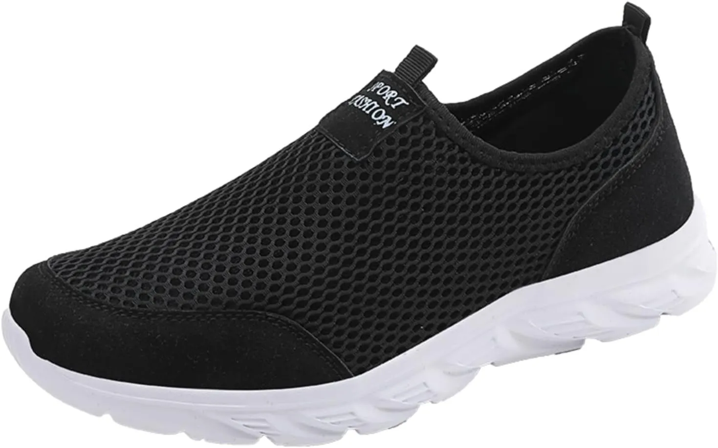 Arch Support Walking Shoes for Men Slip on Lightweight Breathable Fashion Sneaker Soft Flat Soled Elderly Shoes