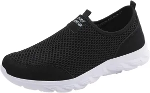 Arch Support Walking Shoes for Men Slip on Lightweight Breathable Fashion Sneaker Soft Flat Soled Elderly Shoes
