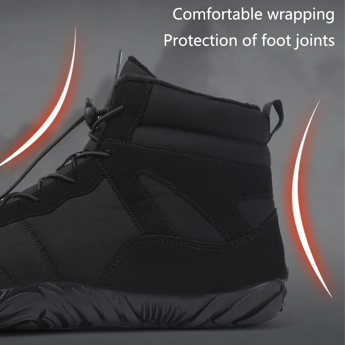 Barefoot Winter Shoes, Wide Toe Barefoot Winter Boots, Warm Casual Winter Barefoot Shoes, Non-Slip Sneakers