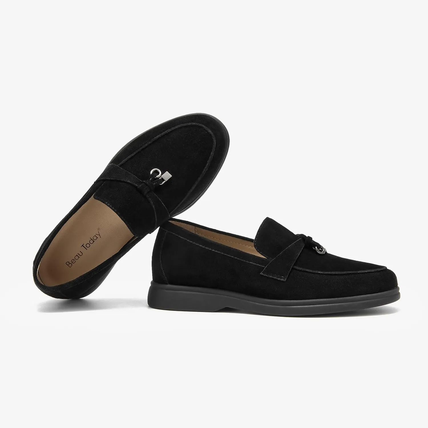 BEAU TODAY Suede Loafers Flats for Women, Womens Slip On Penny Loafers, Leather Driving Comfortable Dress Ladies Loafers Casual Office Work Shoes