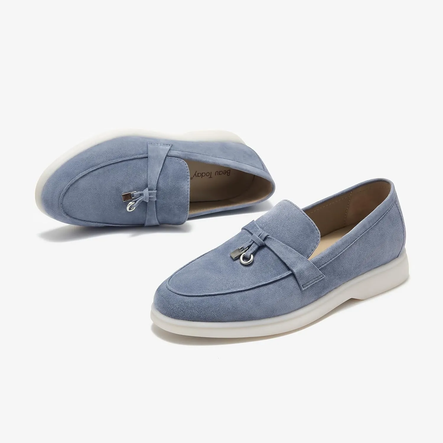 BEAU TODAY Suede Loafers Flats for Women, Womens Slip On Penny Loafers, Leather Driving Comfortable Dress Ladies Loafers Casual Office Work Shoes