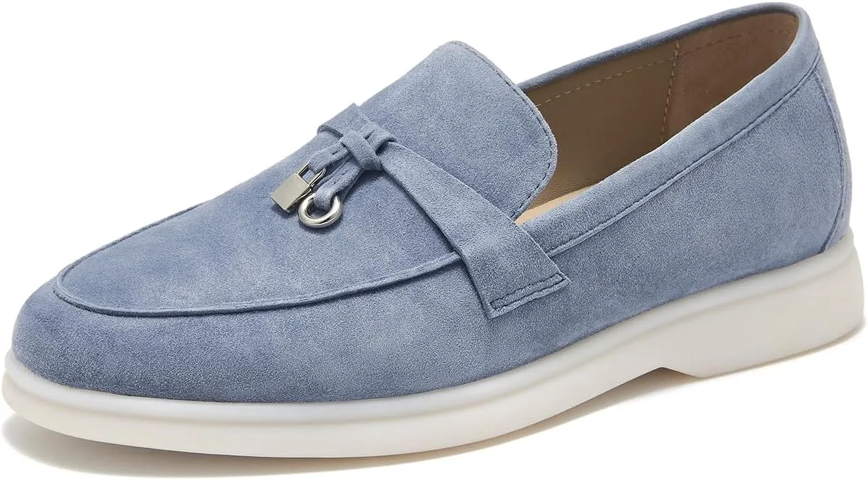 BEAU TODAY Suede Loafers Flats for Women, Womens Slip On Penny Loafers, Leather Driving Comfortable Dress Ladies Loafers Casual Office Work Shoes