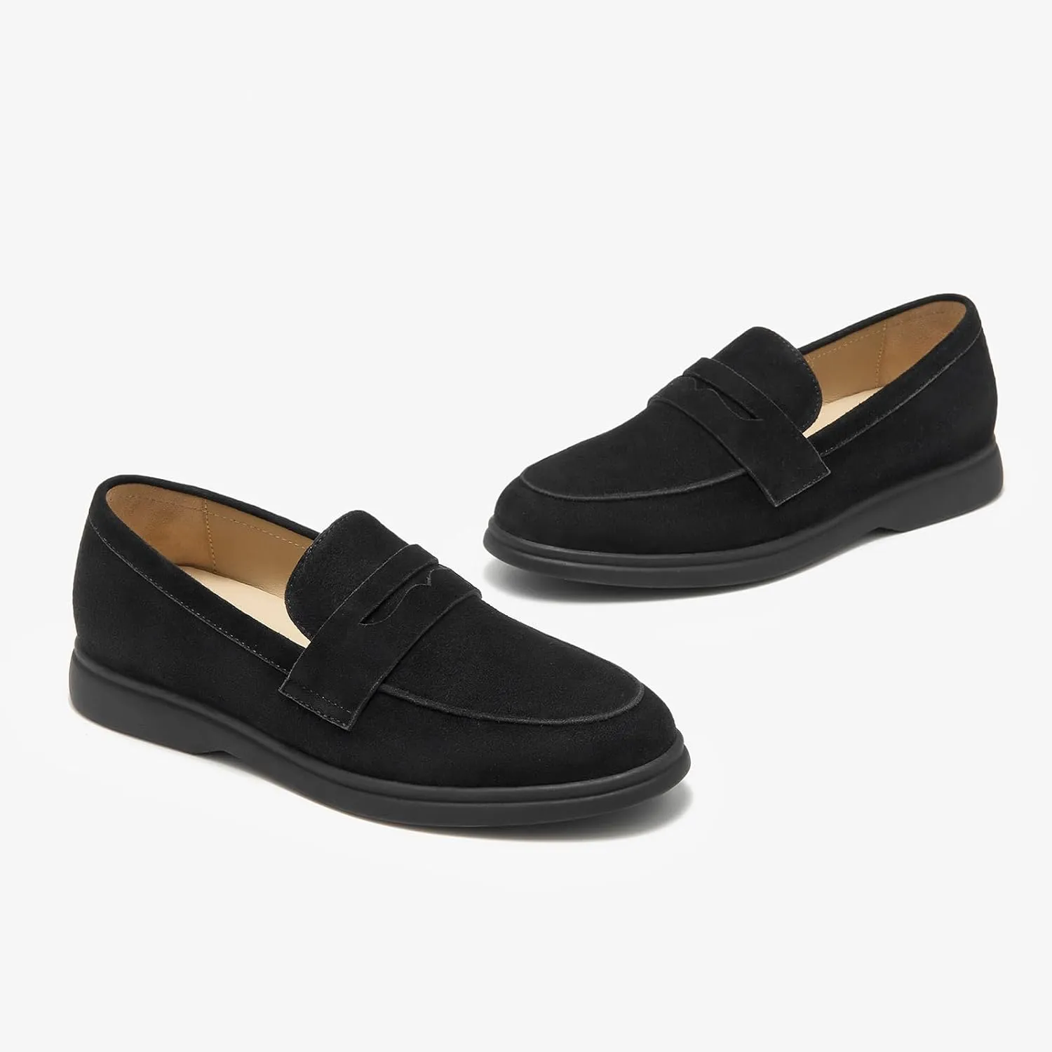 BEAU TODAY Suede Loafers Flats for Women, Womens Slip On Penny Loafers, Leather Driving Comfortable Dress Ladies Loafers Casual Office Work Shoes