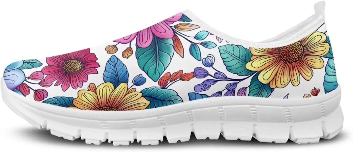 Biyejit Women's Slip On Sneakers Ladies Elastic Low Top Flats Lightweight Breathe Mesh Fashion Sneakers Cute Loafers
