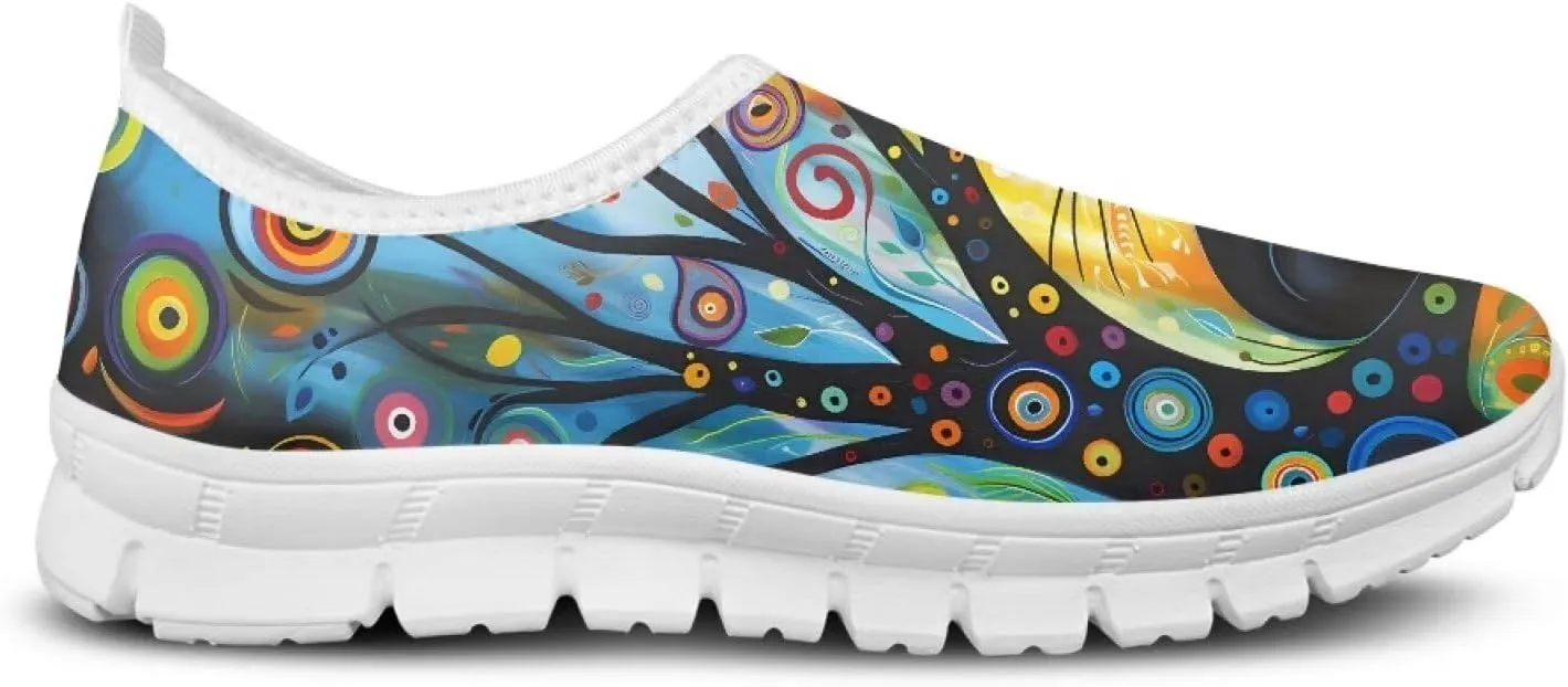 Biyejit Women's Slip On Sneakers Ladies Elastic Low Top Flats Lightweight Breathe Mesh Fashion Sneakers Cute Loafers