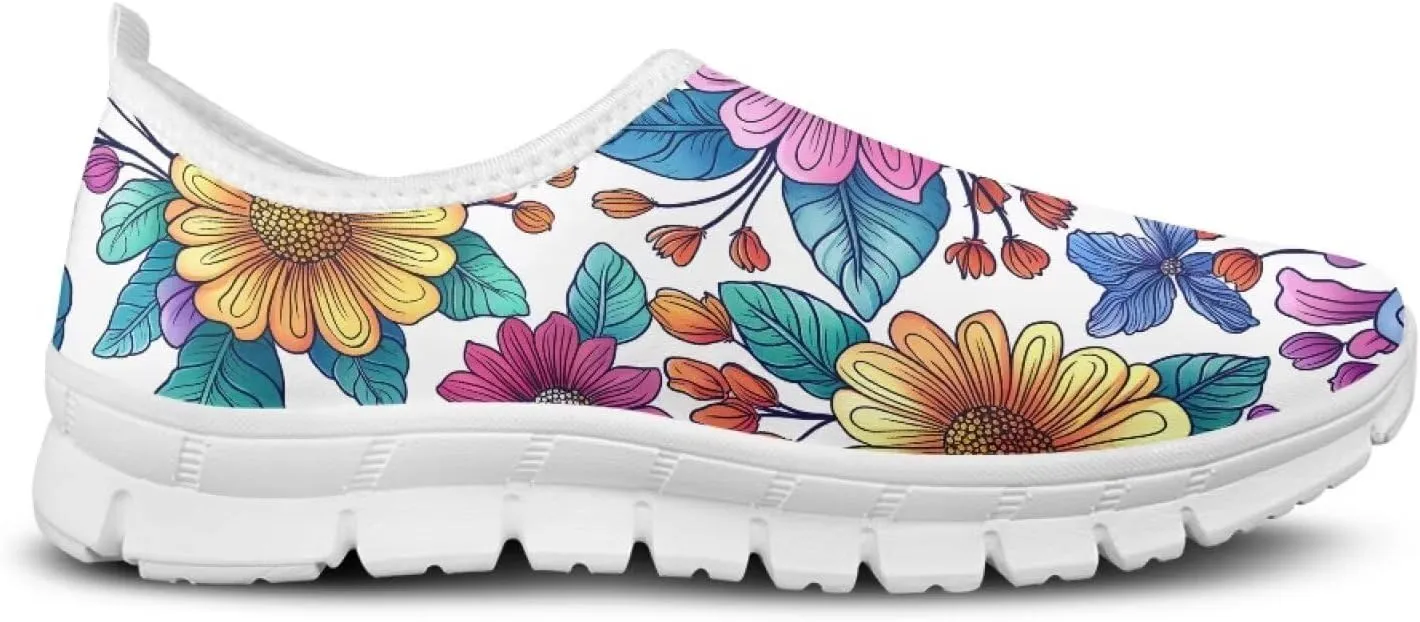 Biyejit Women's Slip On Sneakers Ladies Elastic Low Top Flats Lightweight Breathe Mesh Fashion Sneakers Cute Loafers