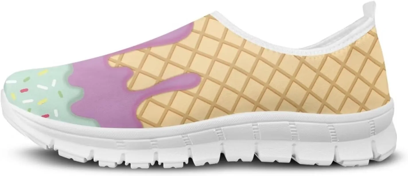 Biyejit Women's Slip On Sneakers Ladies Elastic Low Top Flats Lightweight Breathe Mesh Fashion Sneakers Cute Loafers
