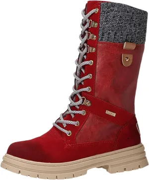 Boots for Women Chunky Heel Knitted Warm Mid Calf Boots Lace up Platform Zipper 2024 Trendy Snow Womens Boots