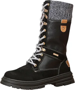 Boots for Women Chunky Heel Knitted Warm Mid Calf Boots Lace up Platform Zipper 2024 Trendy Snow Womens Boots