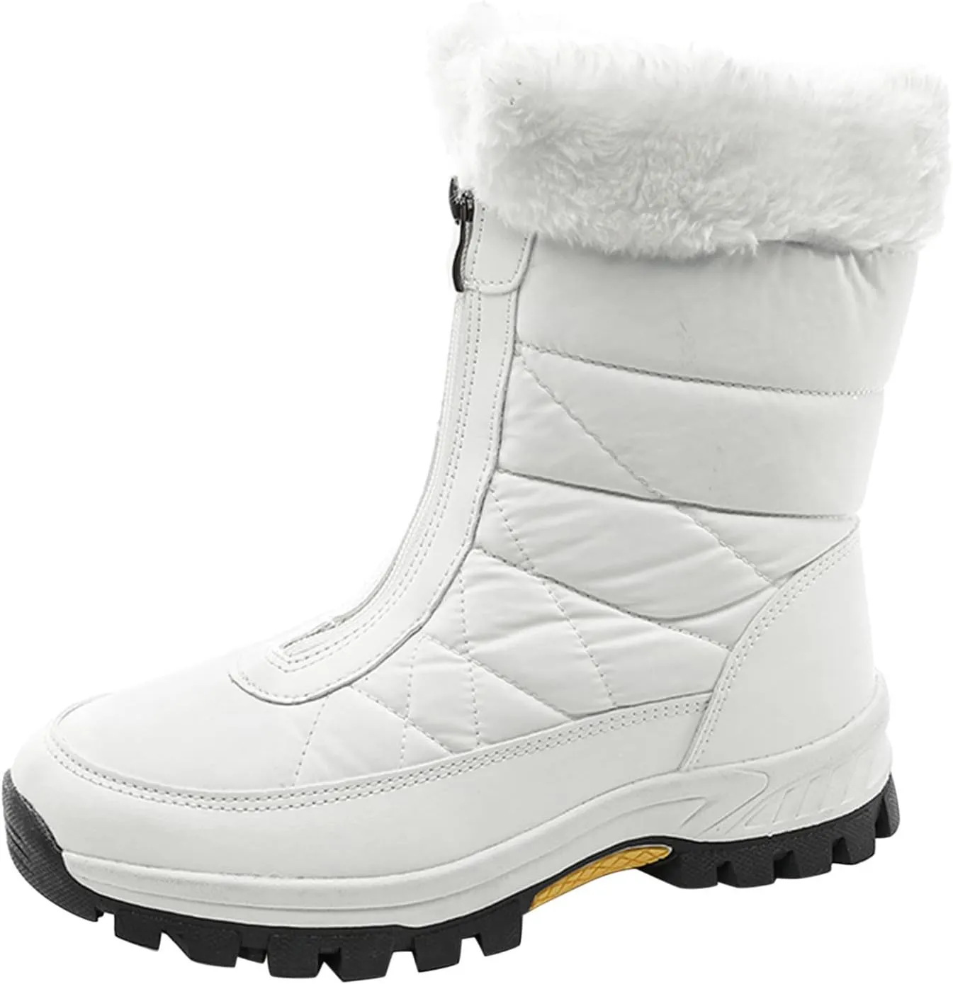 Boots For Women Winter Zipper Water Proof Flat Boots Furry Keep Warm Snow Boots Comfortable Mid Boots