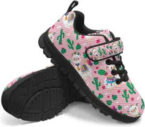 Boys Girls Sneakers Kids Mesh Shoes Unisex Lightweight Breathable Athletic Running Tennis Fitness Shoes Single Buckle for Toddler/Little Kid/Big Kid Black Sole