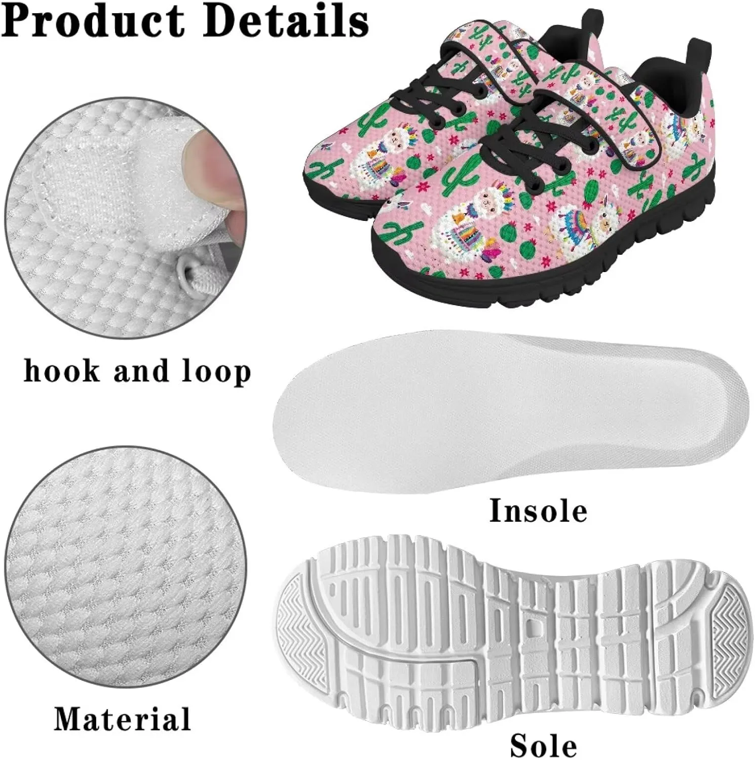 Boys Girls Sneakers Kids Mesh Shoes Unisex Lightweight Breathable Athletic Running Tennis Fitness Shoes Single Buckle for Toddler/Little Kid/Big Kid Black Sole