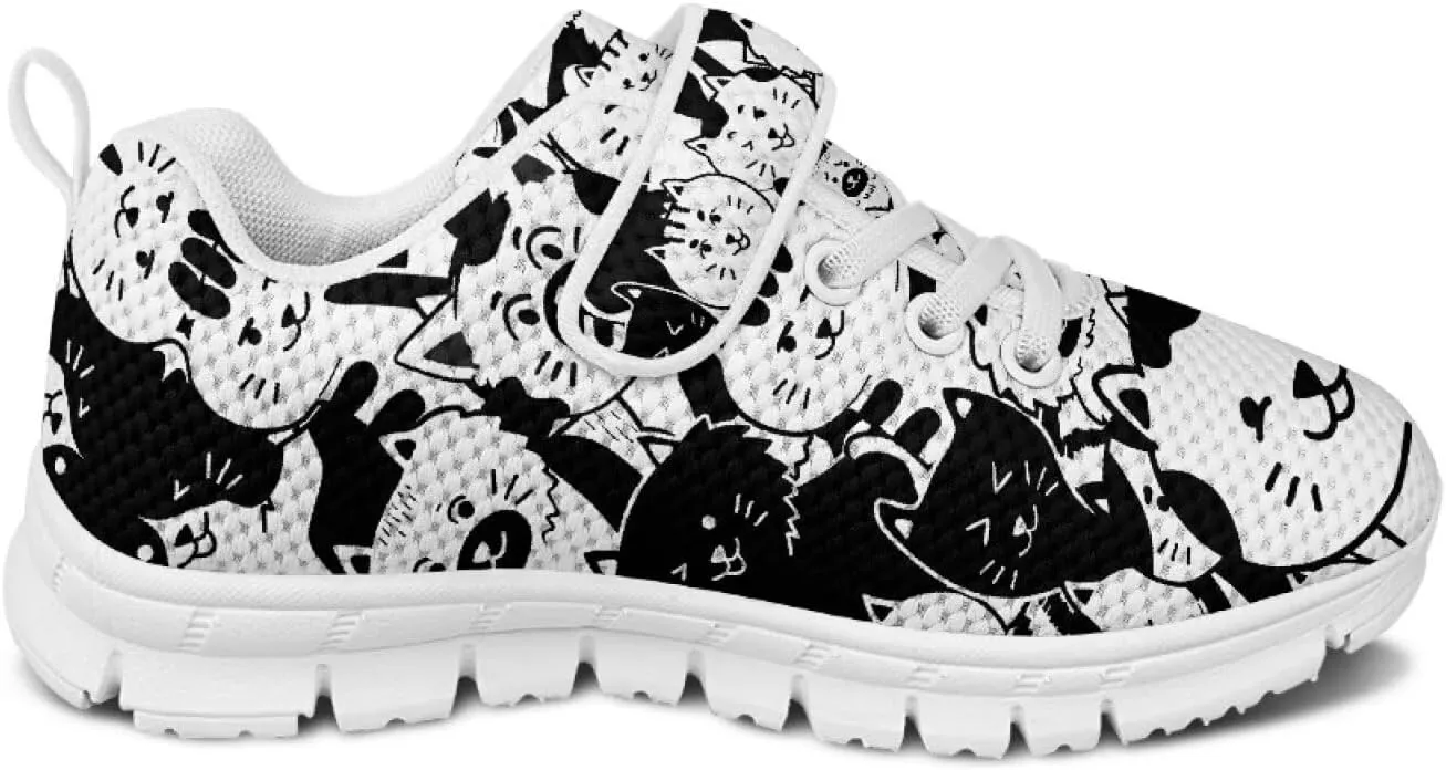 Boys Girls Sneakers Kids Mesh Shoes Unisex Lightweight Breathable Athletic Running Tennis Fitness Shoes Single Buckle for Toddler/Little Kid/Big Kid White Sole