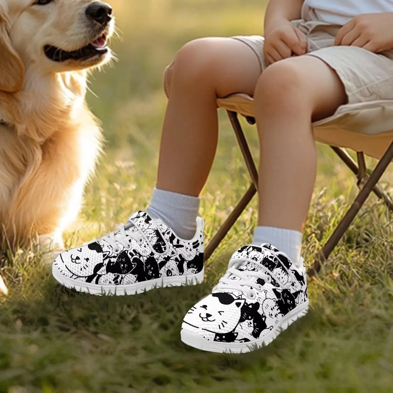 Boys Girls Sneakers Kids Mesh Shoes Unisex Lightweight Breathable Athletic Running Tennis Fitness Shoes Single Buckle for Toddler/Little Kid/Big Kid White Sole