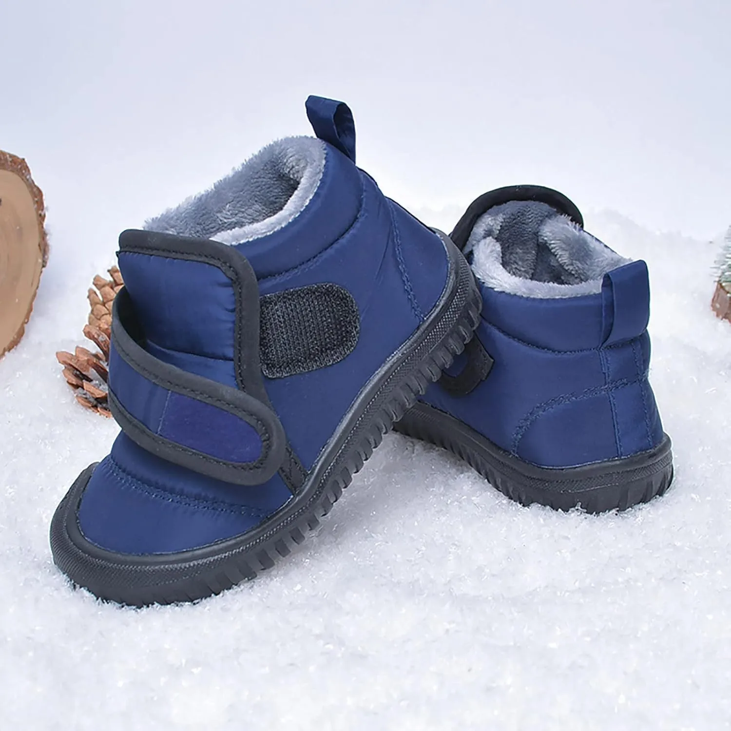 Boys Waterproof Snow Boots Soft Sole Plus Velvet Warm Snow Boots Outdoor Comfortable Winter Shoes