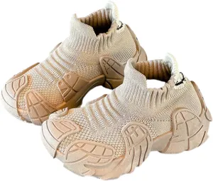 Children's Breathable Mesh Sneakers Boys Girls Thick Bottom Comfortable Casual Shoes Non-Slip Lightweight Running Shoes Street Mesh Casual Walking Shoes