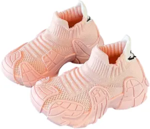 Children's Breathable Mesh Sneakers Boys Girls Thick Bottom Comfortable Casual Shoes Non-Slip Lightweight Running Shoes Street Mesh Casual Walking Shoes
