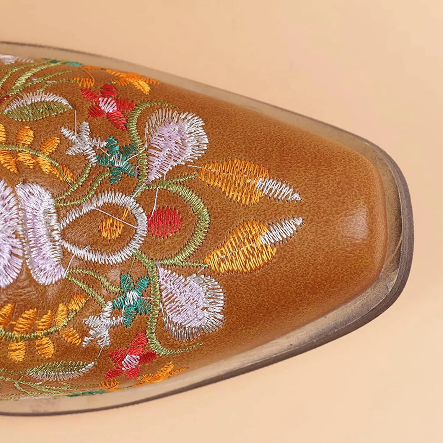 Cowboy Boots for Women Cowgirl Boots Wide Calf Chunky Heel Low Heel Pointed Toe Fashion Embroidered Pull on Boots