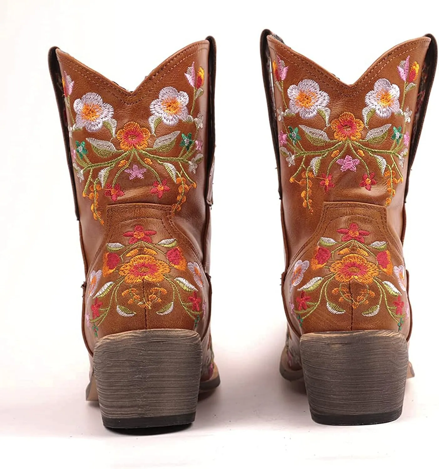 Cowboy Boots for Women Cowgirl Boots Wide Calf Chunky Heel Low Heel Pointed Toe Fashion Embroidered Pull on Boots