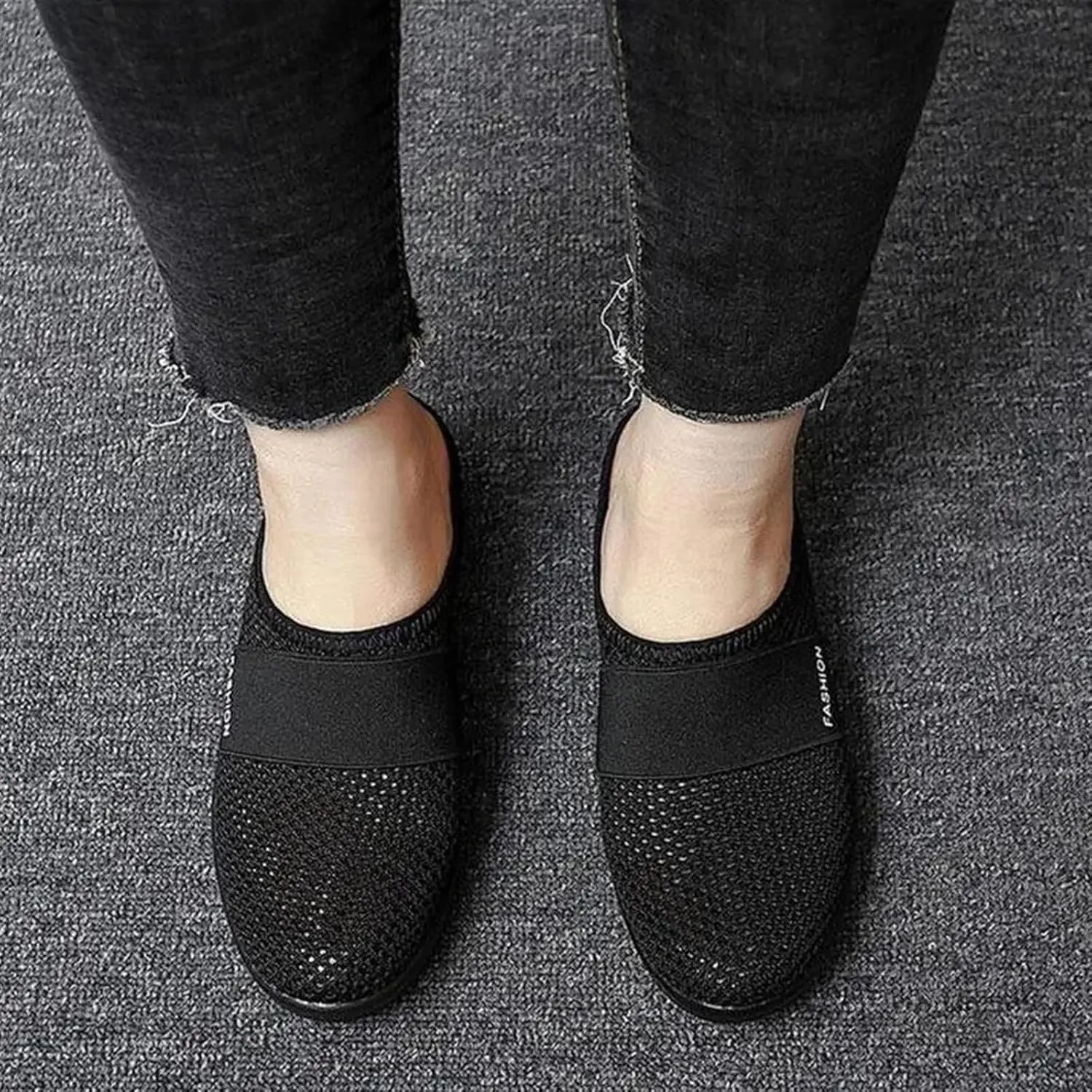 Diabetic Air-Cushion Slip-On Walking Shoes Summer Backless Walking Mules Orthopedic Diabetic Slippers Breathable Mesh Air Cushion Shoe Open Back Slip On Shoe Lightweight Slippers with Arch-Support