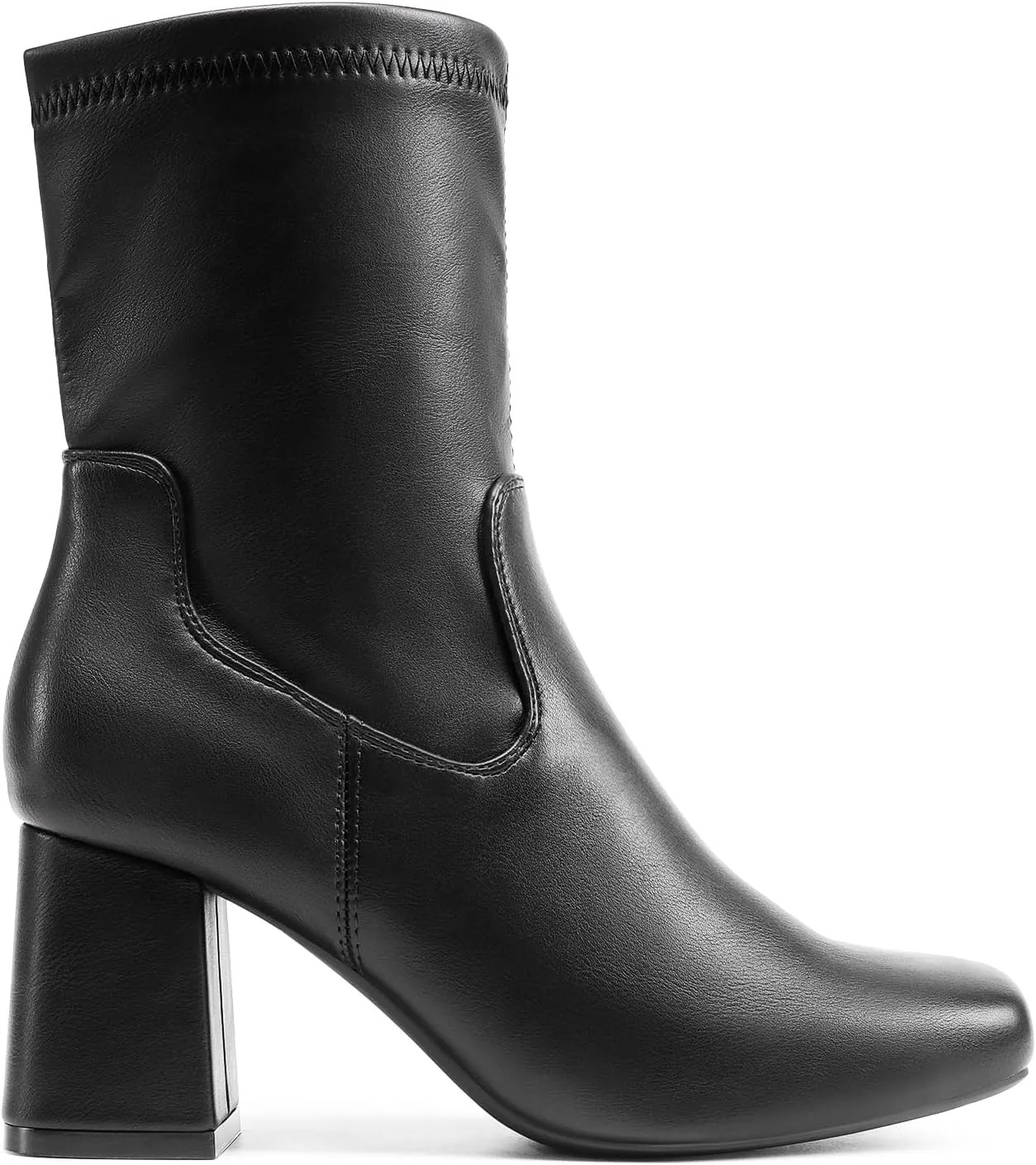 DREAM PAIRS Women's Gogo Boots Mid Calf Low Block Heel Boots Zipper Square Toe Ankle Boots For Party Cosplay Dance
