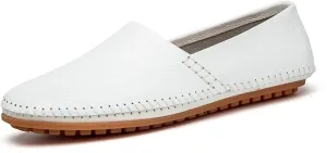 Easy to Put and Remove. Driving Moccasins Loafer Shoes for Men Genuine Leather Round Toe Stitching Details Lightweight Anti-Slip Flexible Walking Slip on for All Occasions