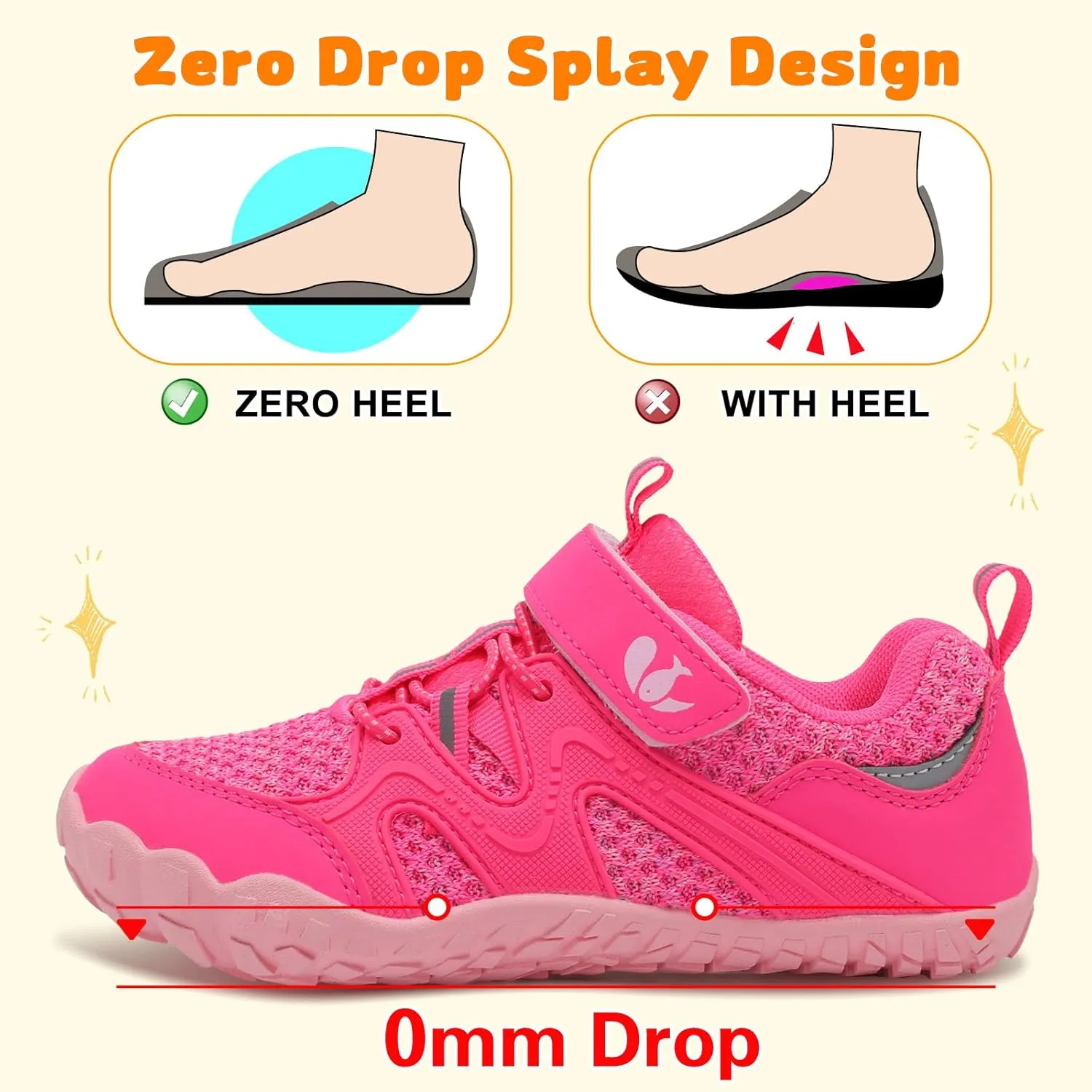 FEETCITY Kids Barefoot Shoes Boys Girls Sneakers Toddler Walking Shoes Kids Hiking Shoe Lightweight Outdoor Tennis Shoe