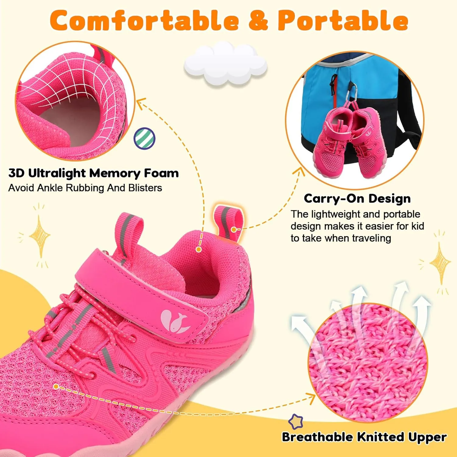 FEETCITY Kids Barefoot Shoes Boys Girls Sneakers Toddler Walking Shoes Kids Hiking Shoe Lightweight Outdoor Tennis Shoe