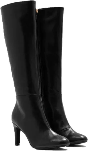 FOWT Women Croc-Embossed Mid Calf Boots Round Toe High Stiletto Heel Long Boots Sexy Side Zipper Unisex Warm Shoes for Office Outdoor Party 4-16 US Size