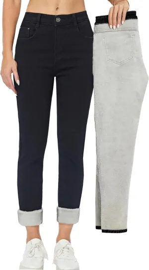 heipeiwa Women's Winter Jeans Fleece Lined Jeans Thermal Thick Skinny Denim Pants Slim Stretch Warm Jeggings