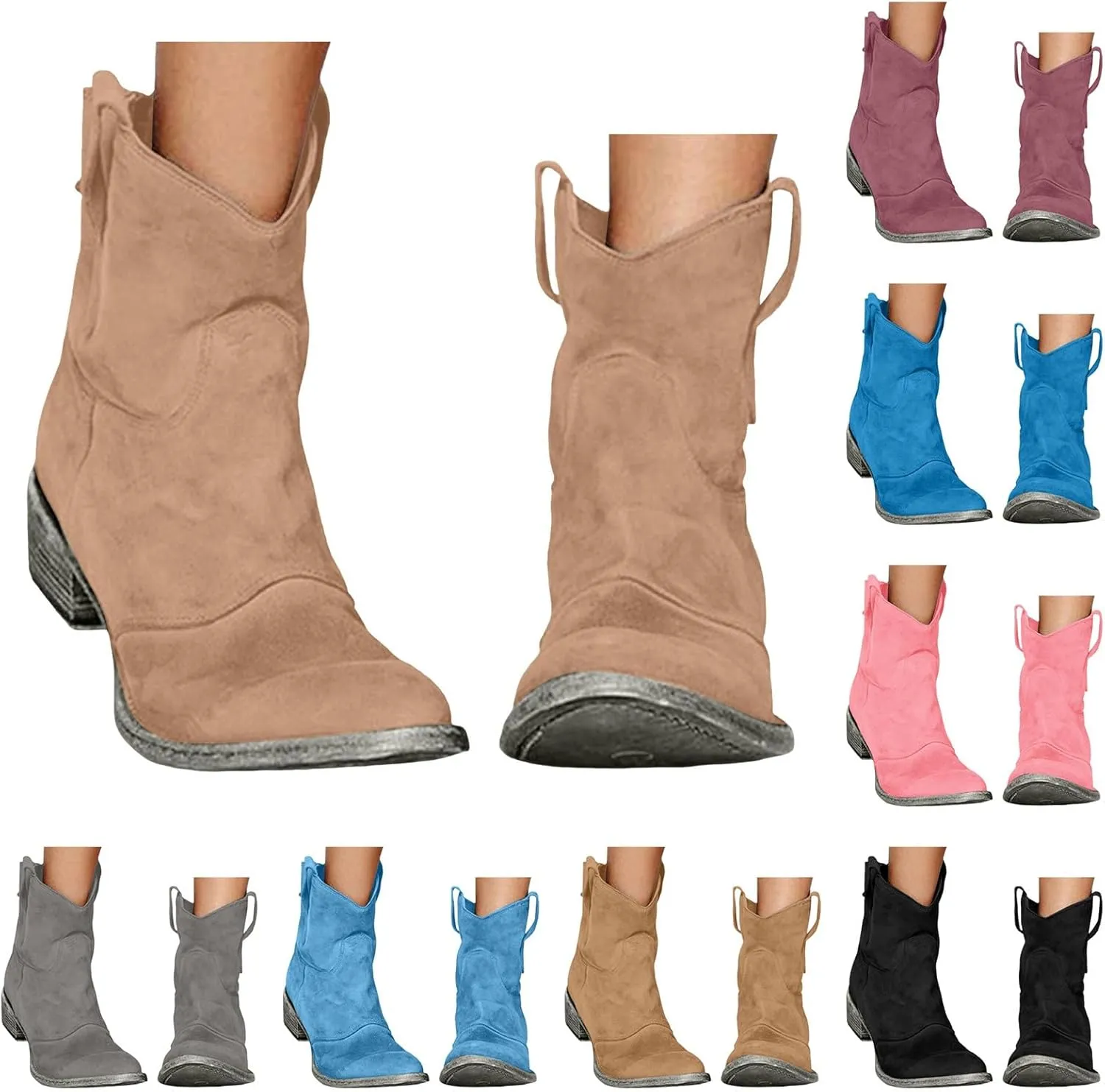 Hiking Boots Women Women's Winter Warm Plus Cotton Thickened Furry Snow Boots Chunky Heels Elegant Short Booties