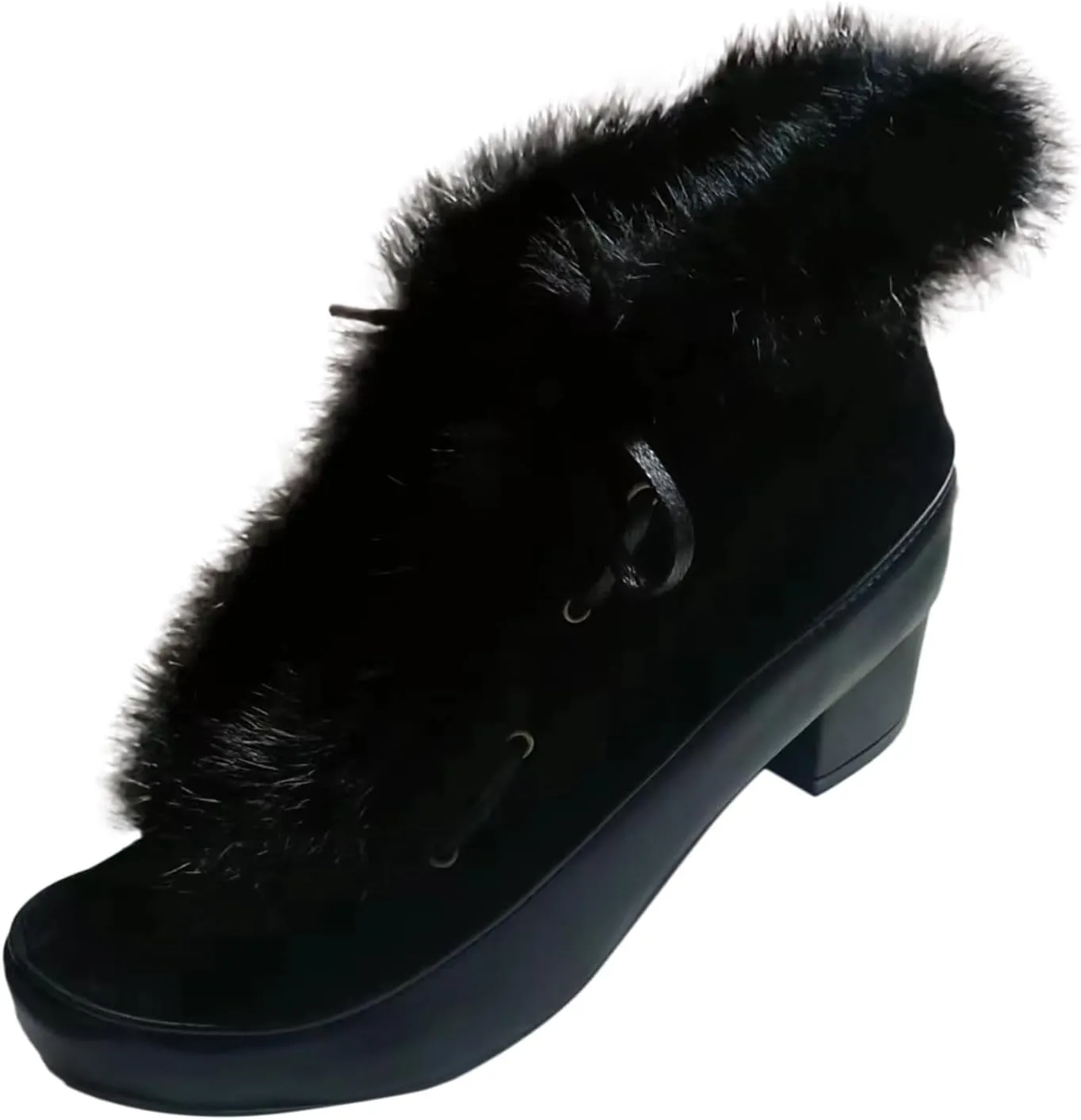 Hiking Boots Women Women's Winter Warm Plus Cotton Thickened Furry Snow Boots Chunky Heels Elegant Short Booties