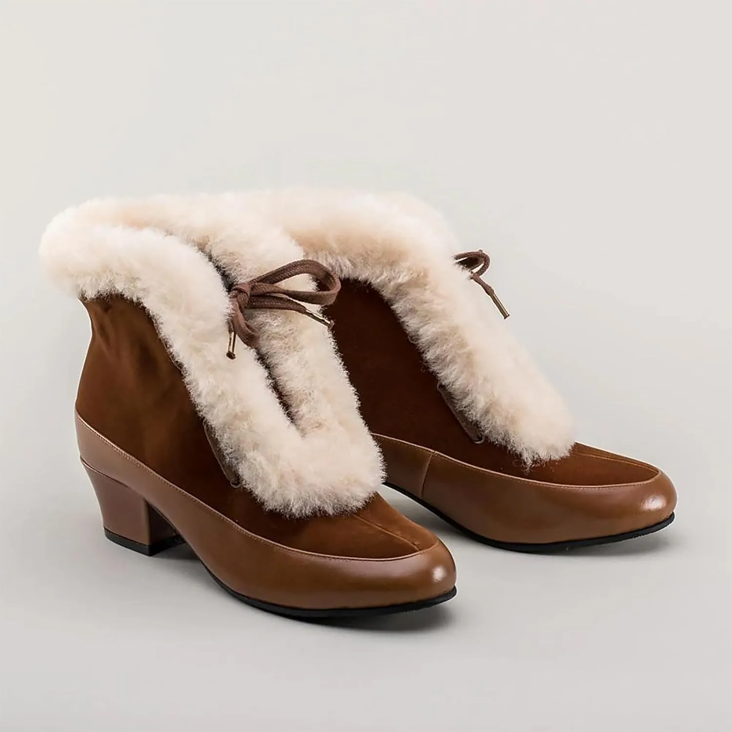 Hiking Boots Women Women's Winter Warm Plus Cotton Thickened Furry Snow Boots Chunky Heels Elegant Short Booties