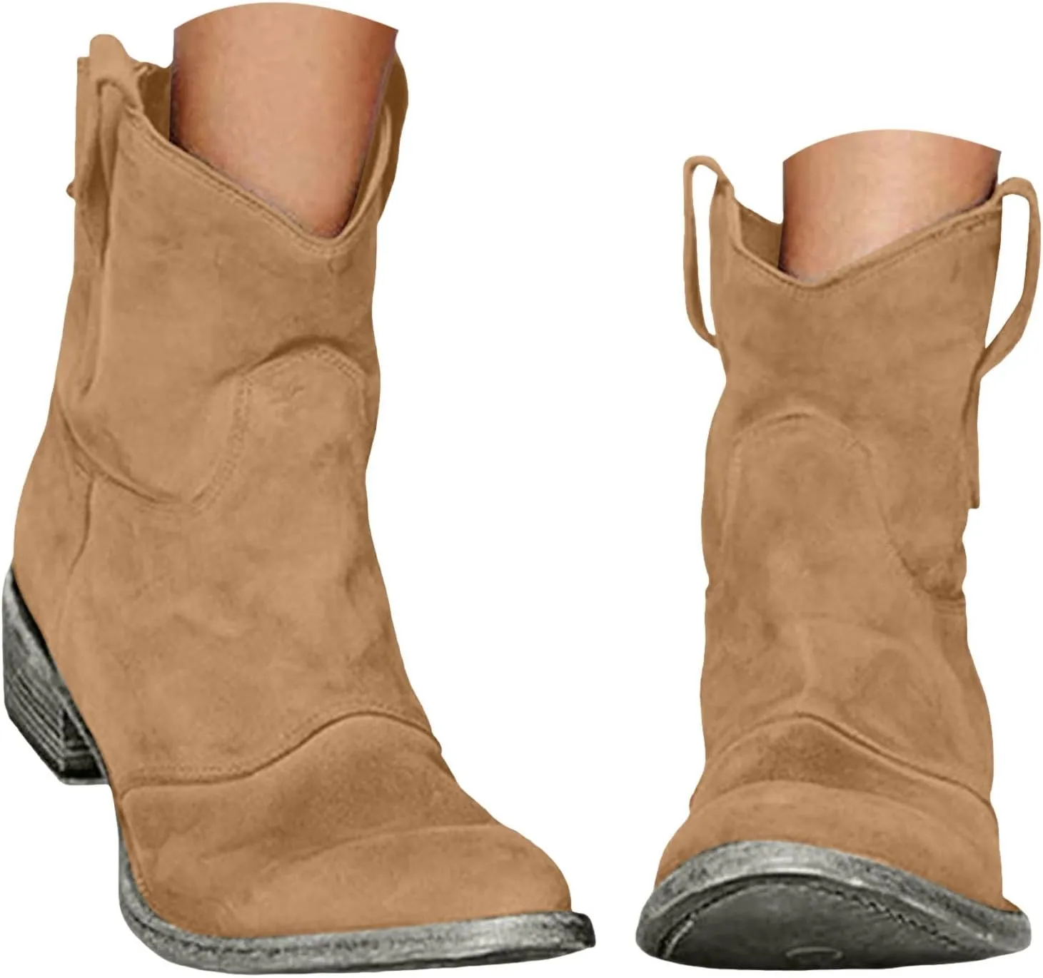 Hiking Boots Women Women's Winter Warm Plus Cotton Thickened Furry Snow Boots Chunky Heels Elegant Short Booties