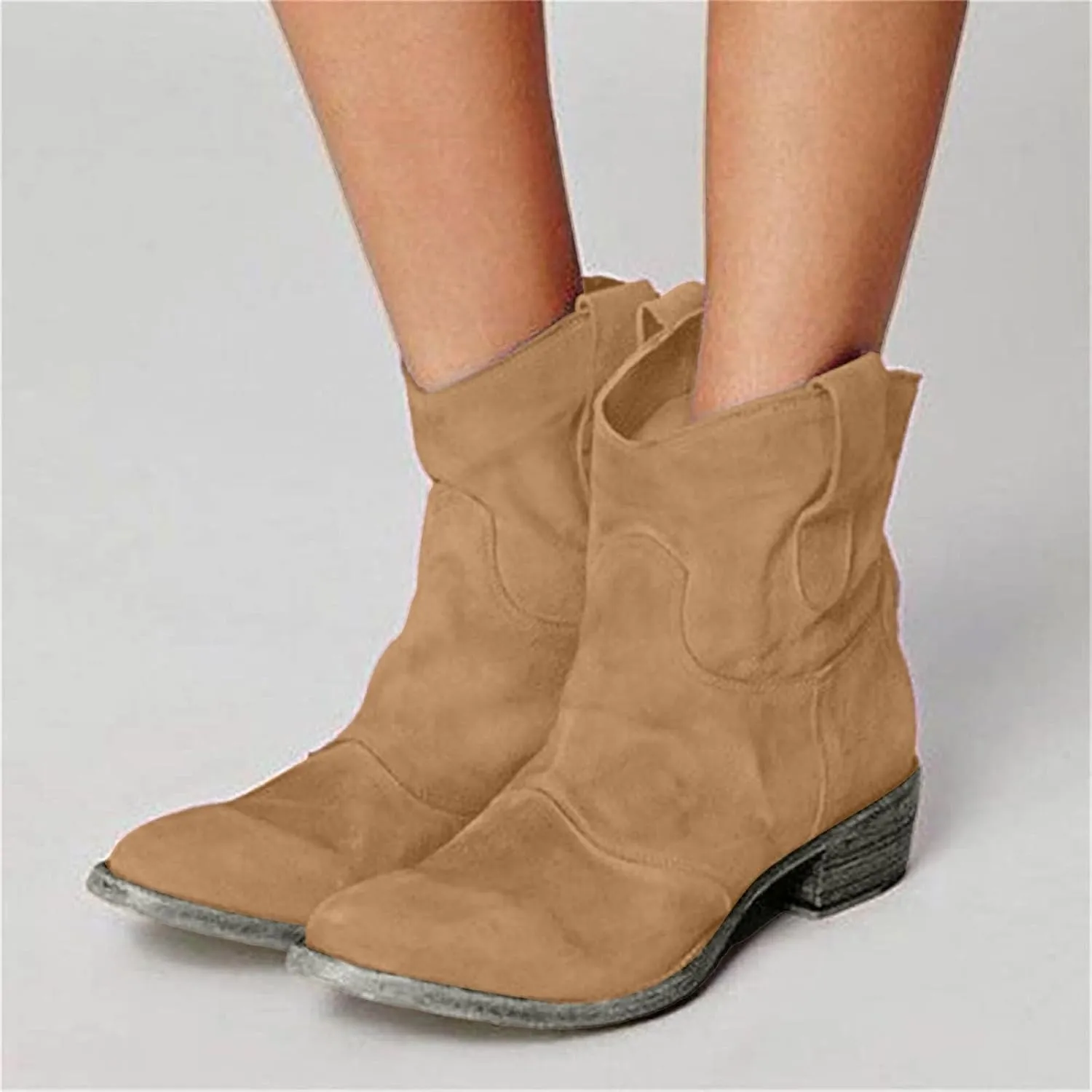 Hiking Boots Women Women's Winter Warm Plus Cotton Thickened Furry Snow Boots Chunky Heels Elegant Short Booties