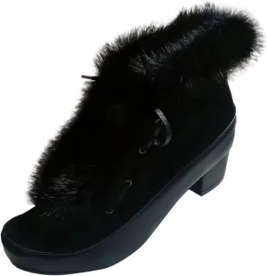 Hiking Boots Women Women's Winter Warm Plus Cotton Thickened Furry Snow Boots Chunky Heels Elegant Short Booties