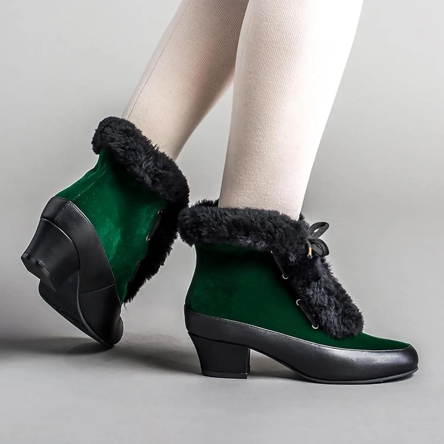 Hiking Boots Women Women's Winter Warm Plus Cotton Thickened Furry Snow Boots Chunky Heels Elegant Short Booties