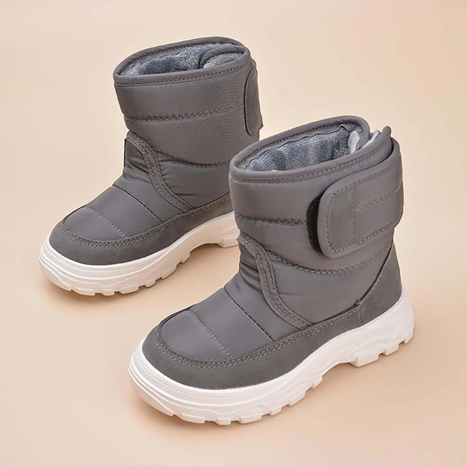 Insulated Snow Shoes For Boy Winter Walking Shoes For Baby Non Slip Plush Lined Ankle Boots Waterproof Hiking Boots