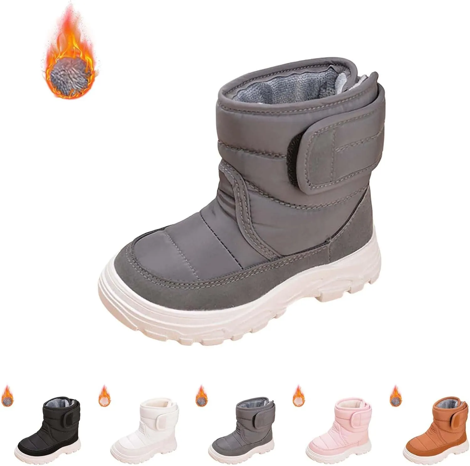 Insulated Snow Shoes For Boy Winter Walking Shoes For Baby Non Slip Plush Lined Ankle Boots Waterproof Hiking Boots