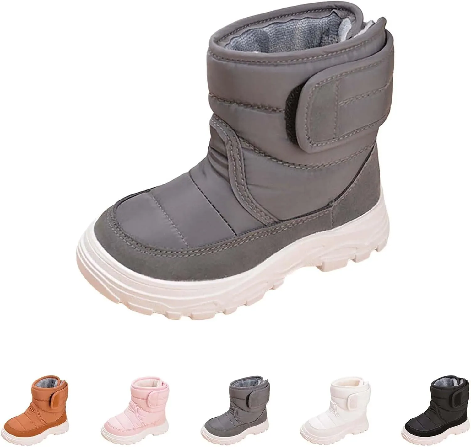 Insulated Snow Shoes For Boy Winter Walking Shoes For Baby Non Slip Plush Lined Ankle Boots Waterproof Hiking Boots