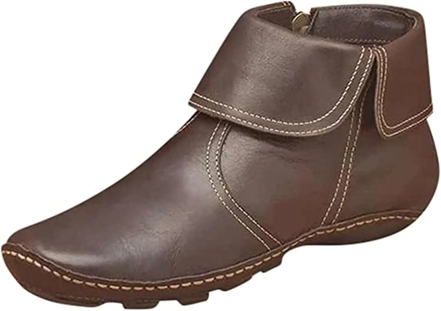 Lausiuoe Boots For Women Ankle Booties Flat Comfort Classic Ankle Boots Western Casual Dressy Wide Width Boot Pull-On