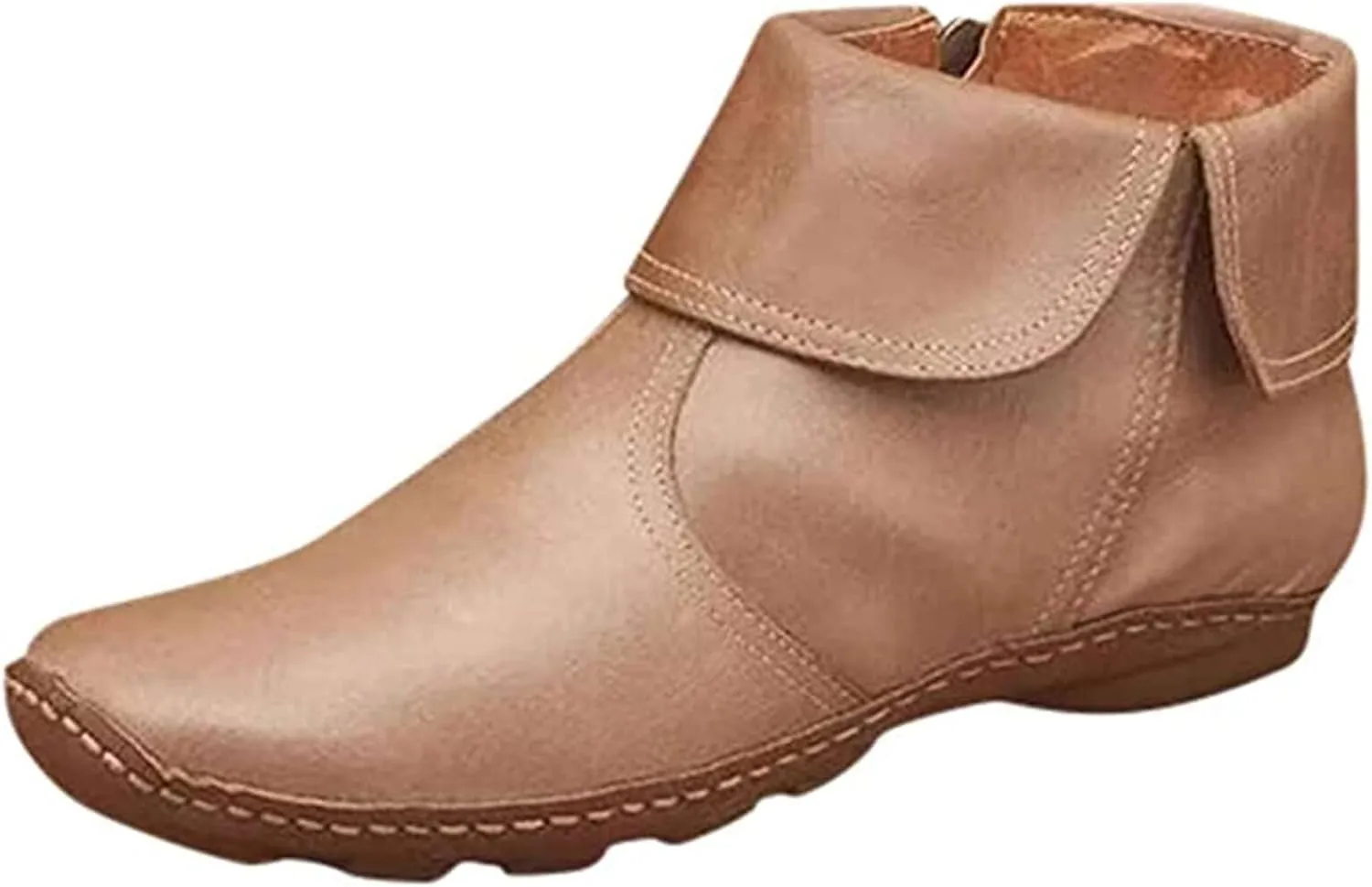 Lausiuoe Boots For Women Ankle Booties Flat Comfort Classic Ankle Boots Western Casual Dressy Wide Width Boot Pull-On