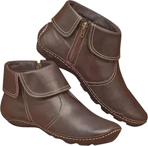 Lausiuoe Boots For Women Ankle Booties Flat Comfort Classic Ankle Boots Western Casual Dressy Wide Width Boot Pull-On