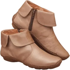 Lausiuoe Boots For Women Ankle Booties Flat Comfort Classic Ankle Boots Western Casual Dressy Wide Width Boot Pull-On