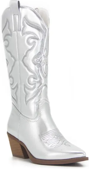 Lausiuoe Cowgirl Boots Women Wide Calf Wide Foot Western Cowboy Pointed Toe Knee High Pull On Boots Embroidered Fashion Boot