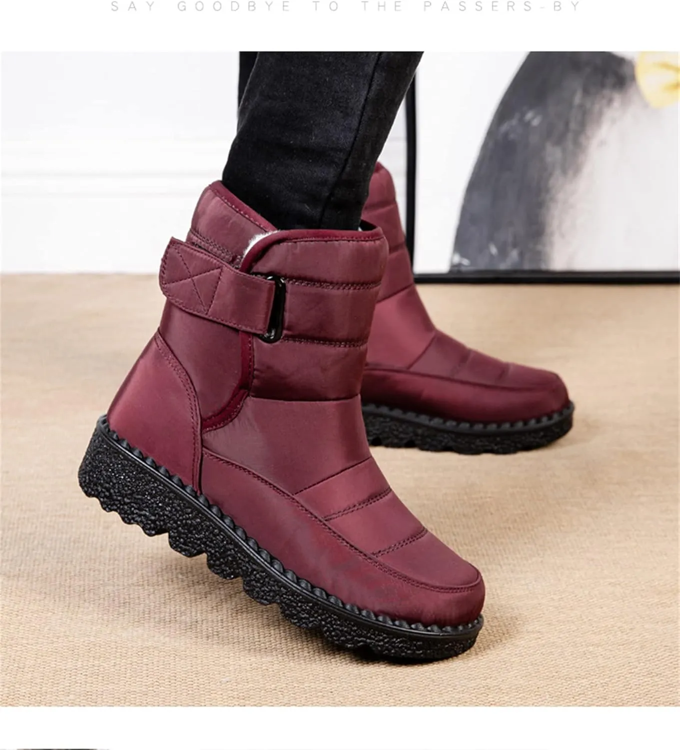Lausiuoe Snow Boots For Women Waterproof Insulated Wide Width Winter Shoes with Fur Lined Warm Slip On Outdoor Booties