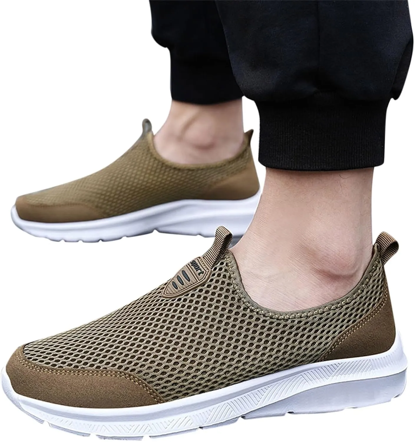 Men's Breathable Barefoot Shoes Lightweight Sport Gym Jogging Walking Sneaker Hook and Loop Orthopedic Sneakers